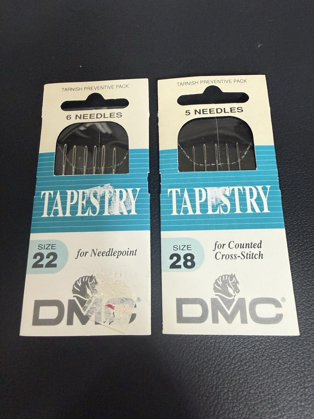 2 Packs Vintage DMC Tapestry Needles Sizes 22 28 Cross Stitch Needlepoint NOS